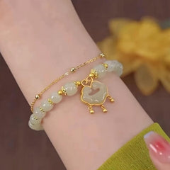 Red Auspicious Cloud Safety Lock Bracelet For Female