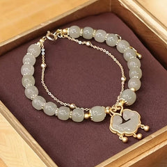 Red Auspicious Cloud Safety Lock Bracelet For Female