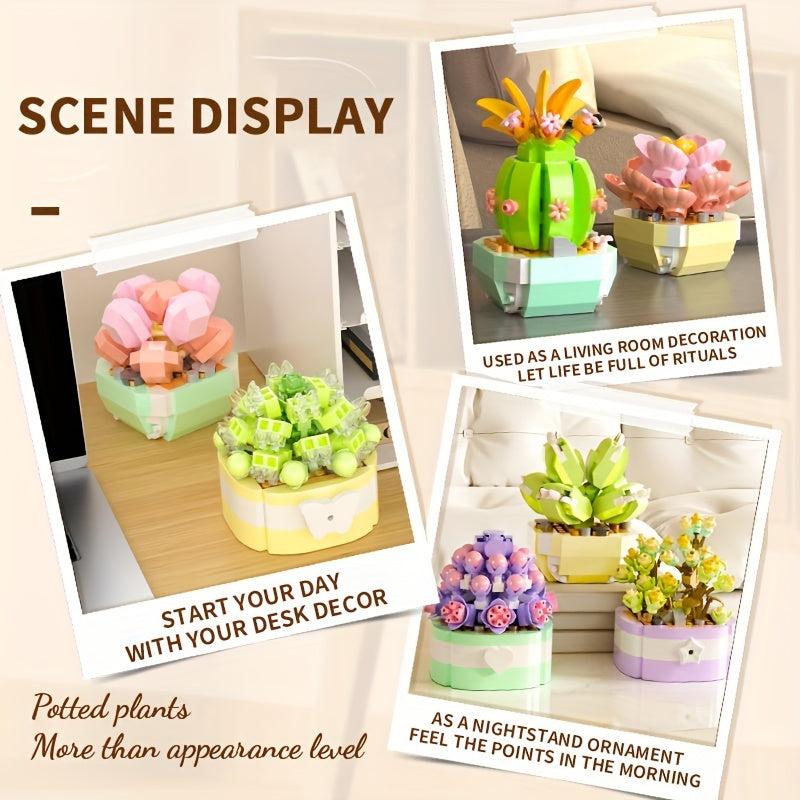 Eternal Flower Succulent Plant Potted Assembly Building Block Toys