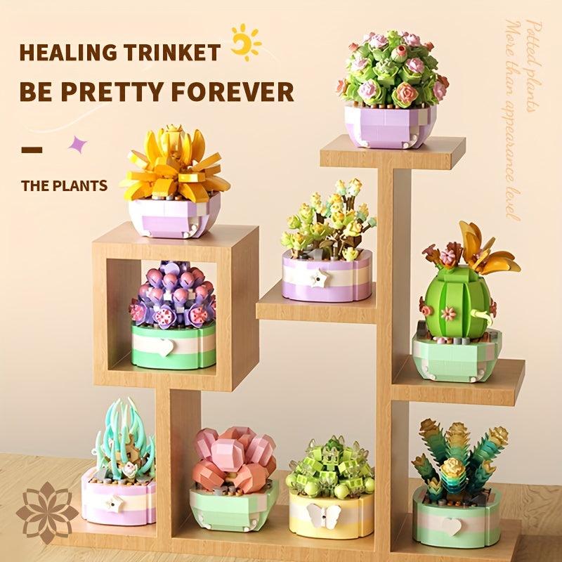 Eternal Flower Succulent Plant Potted Assembly Building Block Toys