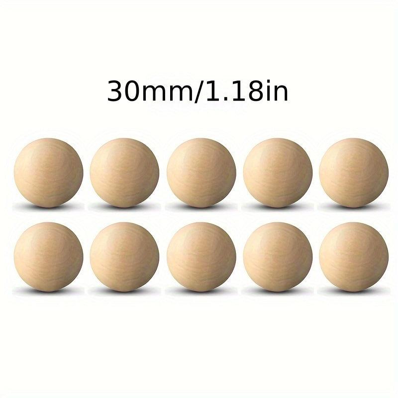 10pcs Wooden Craft Balls Natural Round Hardwood Balls Smooth Birch Balls