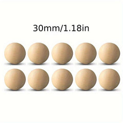 10pcs Wooden Craft Balls Natural Round Hardwood Balls Smooth Birch Balls