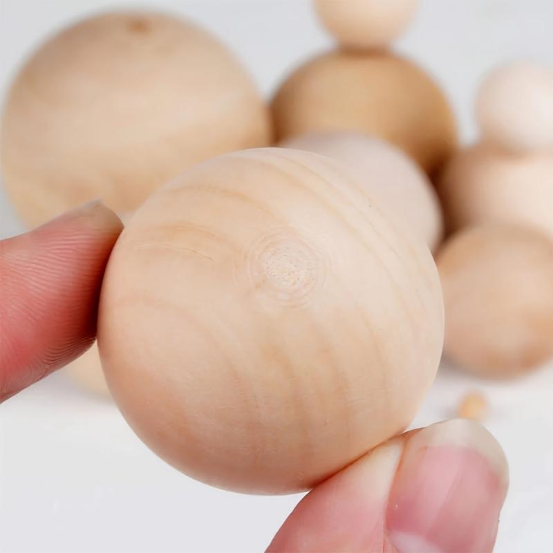10pcs Wooden Craft Balls Natural Round Hardwood Balls Smooth Birch Balls