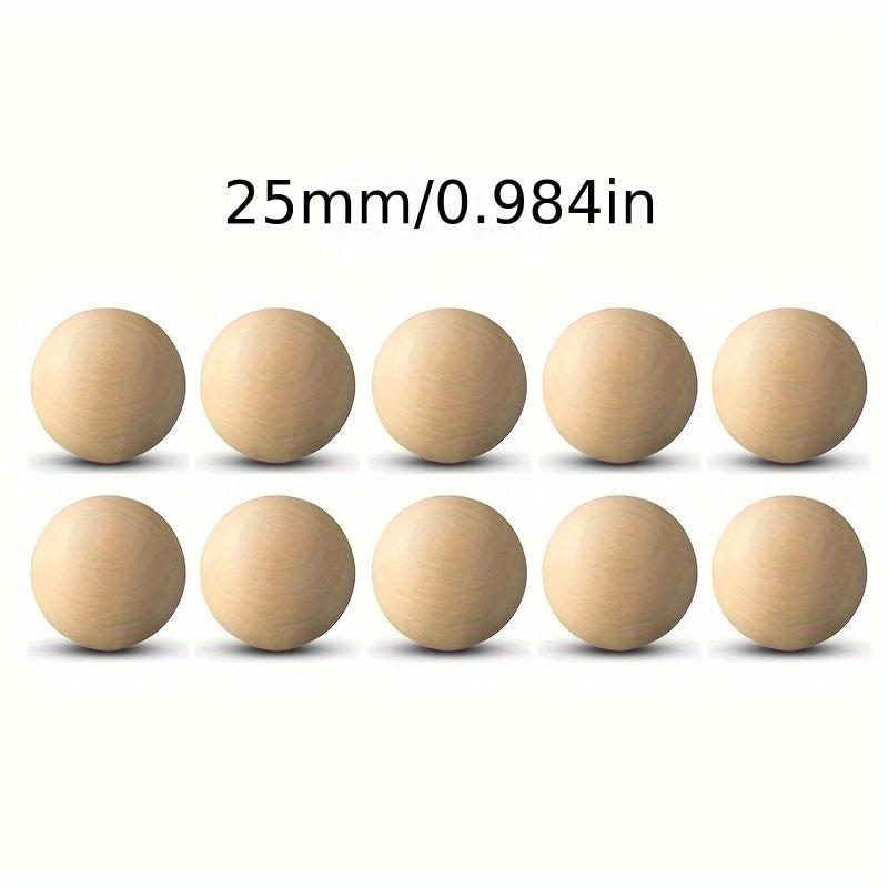 10pcs Wooden Craft Balls Natural Round Hardwood Balls Smooth Birch Balls