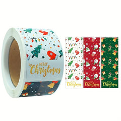 100pcs Christmas Stickers Square Pattern Sealing Stickers Gift Decor