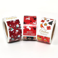 100pcs Christmas Stickers Square Pattern Sealing Stickers Gift Decor