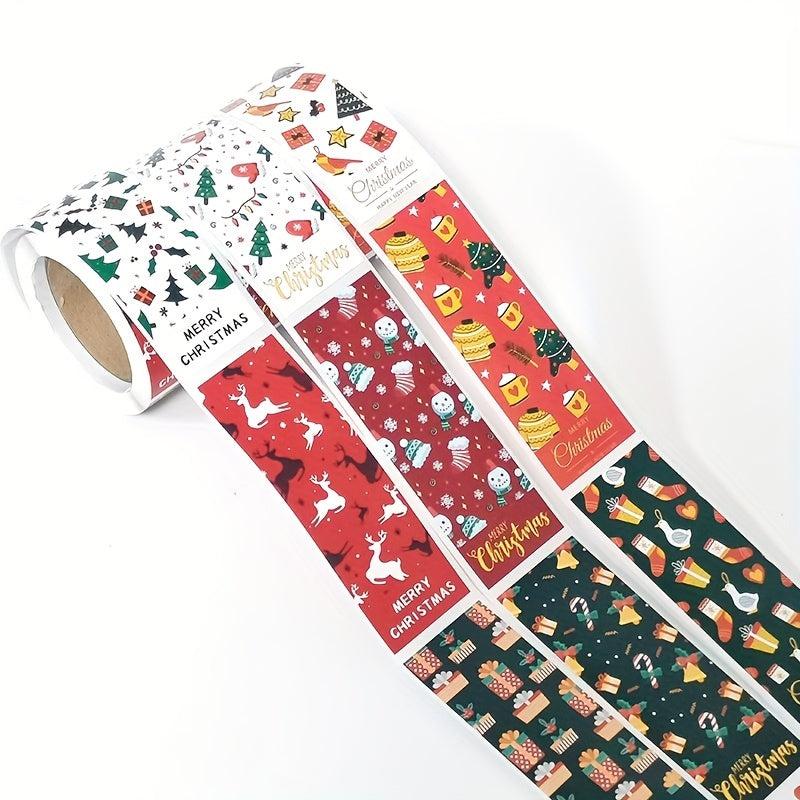 100pcs Christmas Stickers Square Pattern Sealing Stickers Gift Decor
