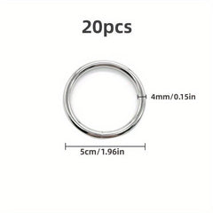 20pcs Stainless Steel Rings for Tassel Plant Hook Wall Dec