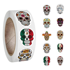 500pcs Halloween Skeleton Stickers Roll Vinyl Stickers