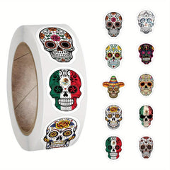 500pcs Halloween Skeleton Stickers Roll Vinyl Stickers
