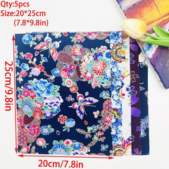 5pcs Butterfly Japanese Bronzing Cotton Fabric DIY Floral Patchwork