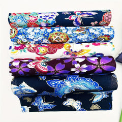 5pcs Butterfly Japanese Bronzing Cotton Fabric DIY Floral Patchwork