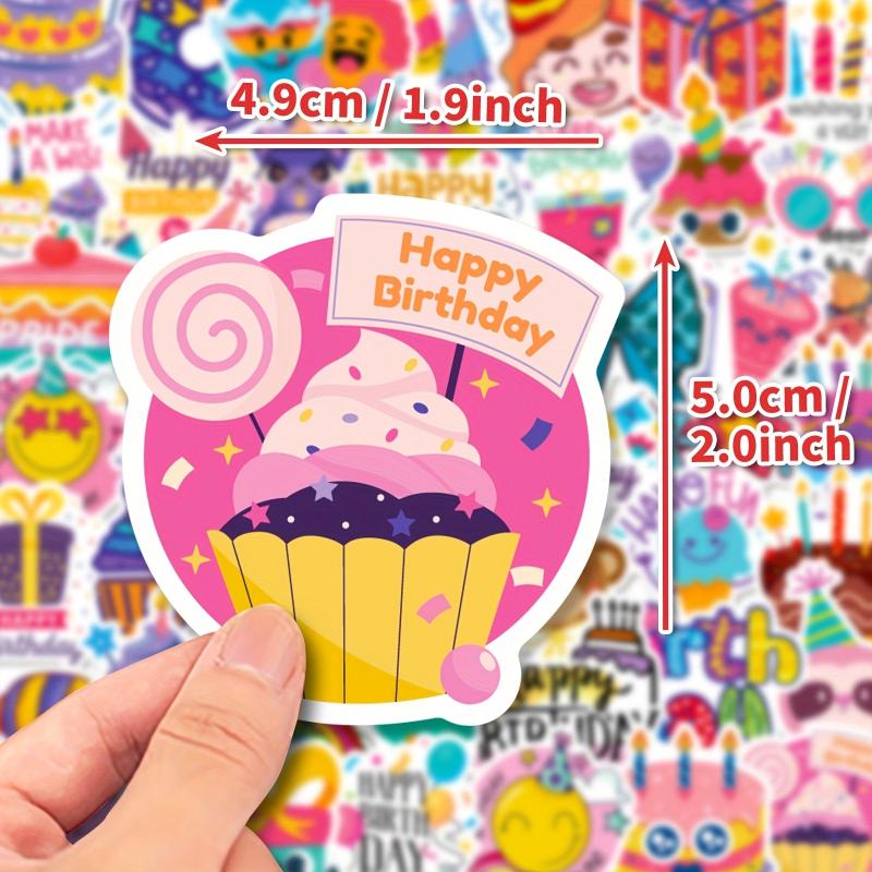 50pcs Happy Birthday Stickers Cake Balloon DIY Water Bottle Laptop