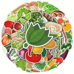 50pcs Vegetables Stickers Waterproof Decals Water Bottles Laptop