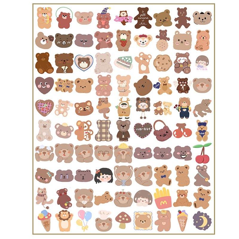 90pcs Little Bear Stickers for DIY Crafts - Adorable School Supplies