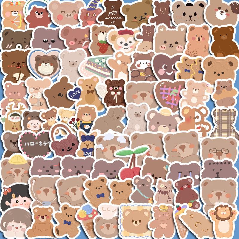 90pcs Little Bear Stickers for DIY Crafts - Adorable School Supplies