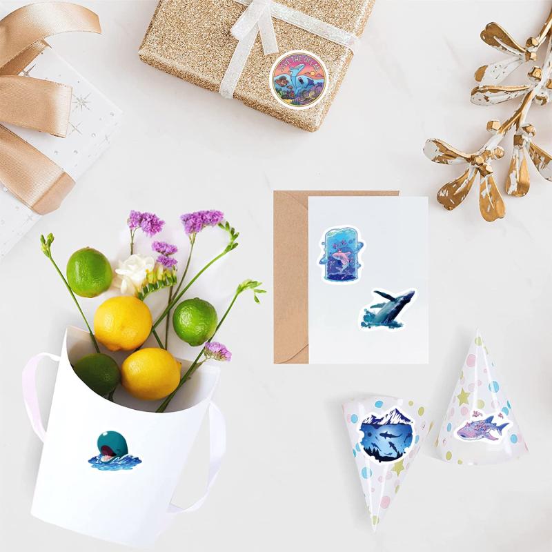 500 Whale Stickers, 10 Patterns Pack, Waterproof Vinyl Sticker