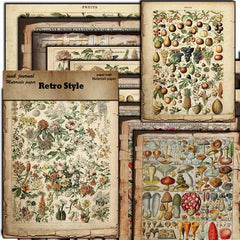 10 Sheets Plant Pages Material Paper Retro Insect Journal DIY Gift Women Adults