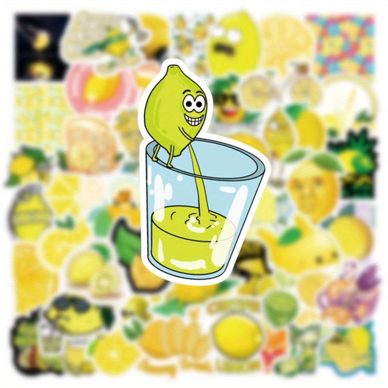 52pcs Lemon Cat Vinyl Waterproof Stickers Pack, Water Bottle Skateboard