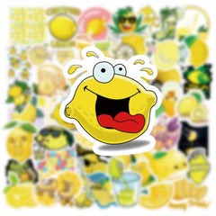 52pcs Lemon Cat Vinyl Waterproof Stickers Pack, Water Bottle Skateboard