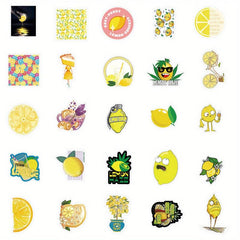 52pcs Lemon Cat Vinyl Waterproof Stickers Pack, Water Bottle Skateboard
