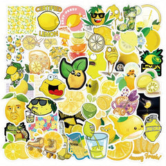 52pcs Lemon Cat Vinyl Waterproof Stickers Pack, Water Bottle Skateboard