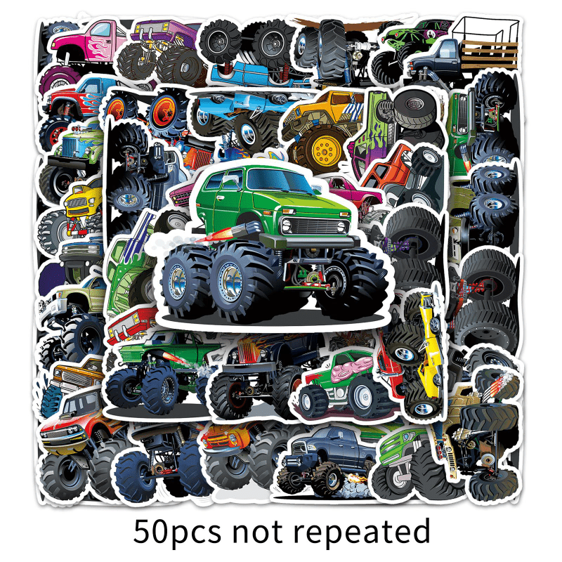 50pcs Waterproof Big Truck Doodle Stickers for Decoration