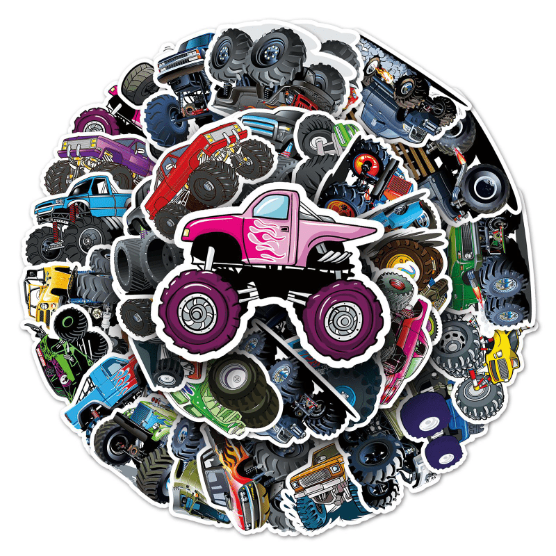 50pcs Waterproof Big Truck Doodle Stickers for Decoration