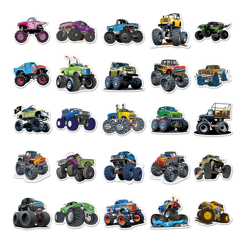 50pcs Waterproof Big Truck Doodle Stickers for Decoration