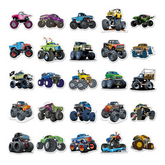 50pcs Waterproof Big Truck Doodle Stickers for Decoration