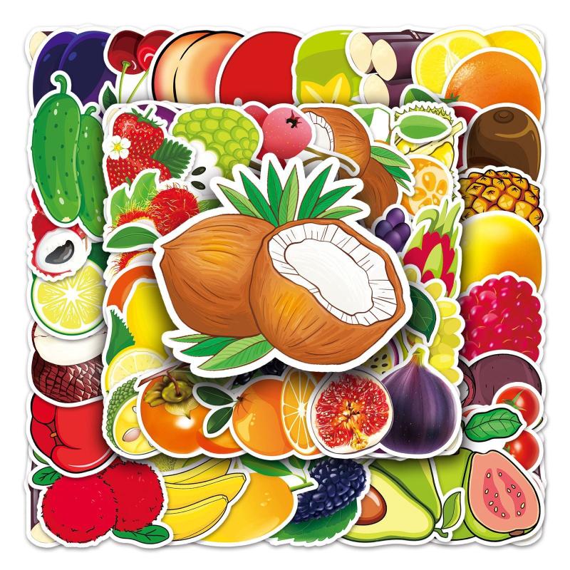 50pcs Fruit Food Love Doodle Aesthetics Funny Stickers Pack For Adults Teens
