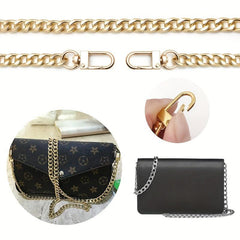 DIY Iron Flat Chain Wallet Crossbody Shoulder Strap with Metal Buckle Gold