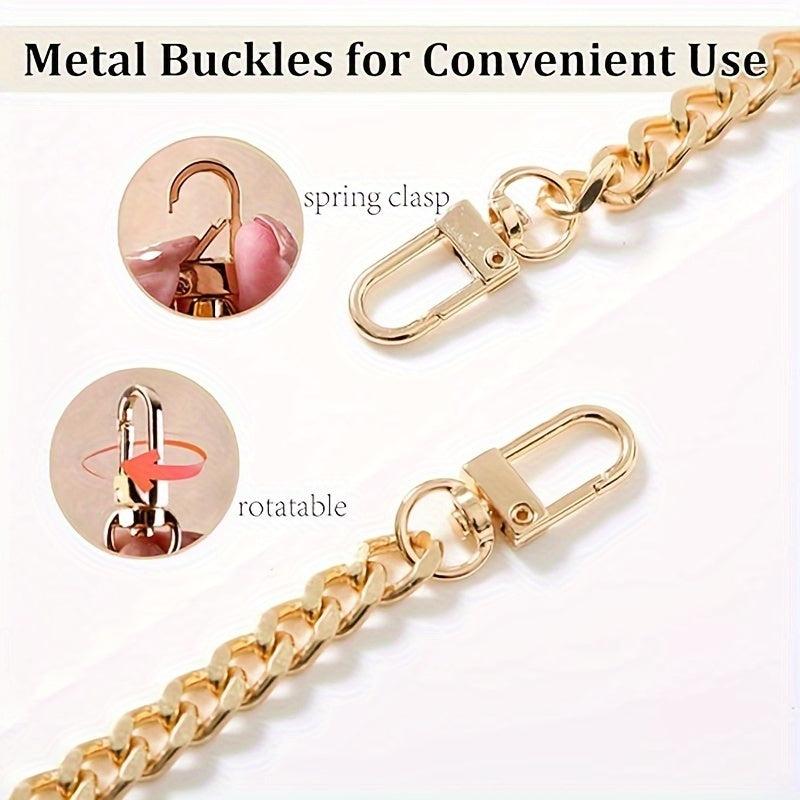 DIY Iron Flat Chain Wallet Crossbody Shoulder Strap with Metal Buckle Gold