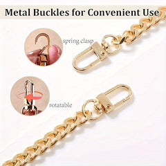 DIY Iron Flat Chain Wallet Crossbody Shoulder Strap with Metal Buckle Gold