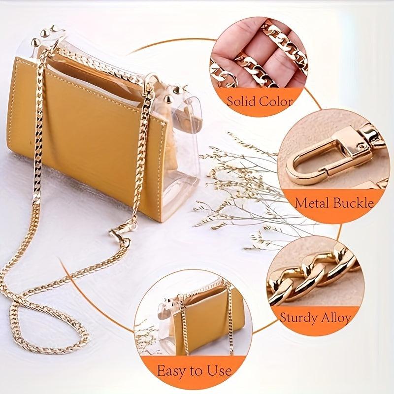 DIY Iron Flat Chain Wallet Crossbody Shoulder Strap with Metal Buckle Gold