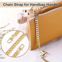 DIY Iron Flat Chain Wallet Crossbody Shoulder Strap with Metal Buckle Gold