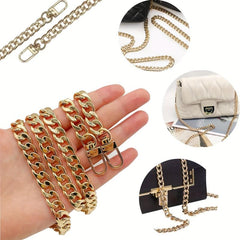 DIY Iron Flat Chain Wallet Crossbody Shoulder Strap with Metal Buckle Gold