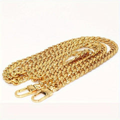 DIY Iron Flat Chain Wallet Crossbody Shoulder Strap with Metal Buckle Gold