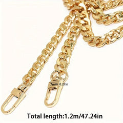 DIY Iron Flat Chain Wallet Crossbody Shoulder Strap with Metal Buckle Gold