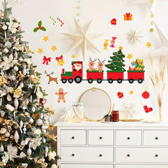 Christmas Train Wall Decal Santa Snowman Elk DIY Winter Decor