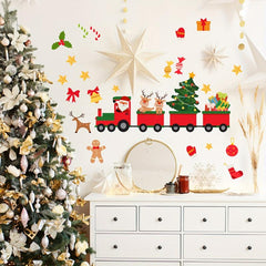 Christmas Train Wall Decal Santa Snowman Elk DIY Winter Decor