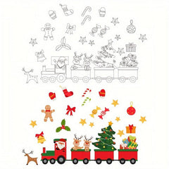 Christmas Train Wall Decal Santa Snowman Elk DIY Winter Decor