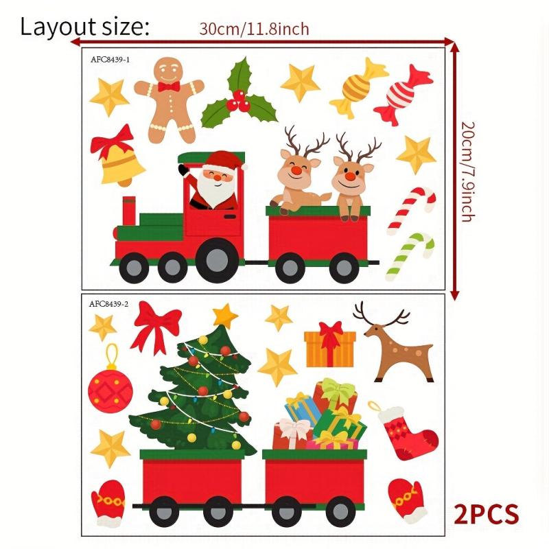 Christmas Train Wall Decal Santa Snowman Elk DIY Winter Decor