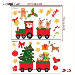 Christmas Train Wall Decal Santa Snowman Elk DIY Winter Decor