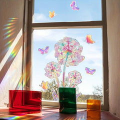 Colorful Daisy Butterfly Lotus Mermaid Sunlight Double Sided Static Window Stick