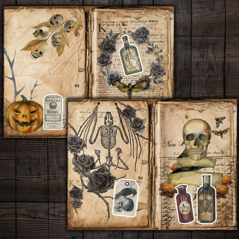 55pcs Vintage Halloween Wine Bottles Potion Labels Scrapbook Stickers