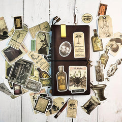 55pcs Vintage Halloween Wine Bottles Potion Labels Scrapbook Stickers