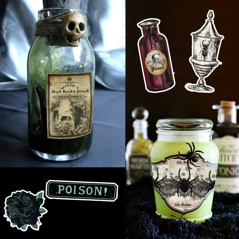 55pcs Vintage Halloween Wine Bottles Potion Labels Scrapbook Stickers