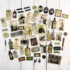 55pcs Vintage Halloween Wine Bottles Potion Labels Scrapbook Stickers