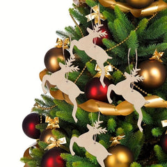 10pcs Christmas Elk Shaped Wood Cutouts DIY Crafts Tree Deer Wooden Tags